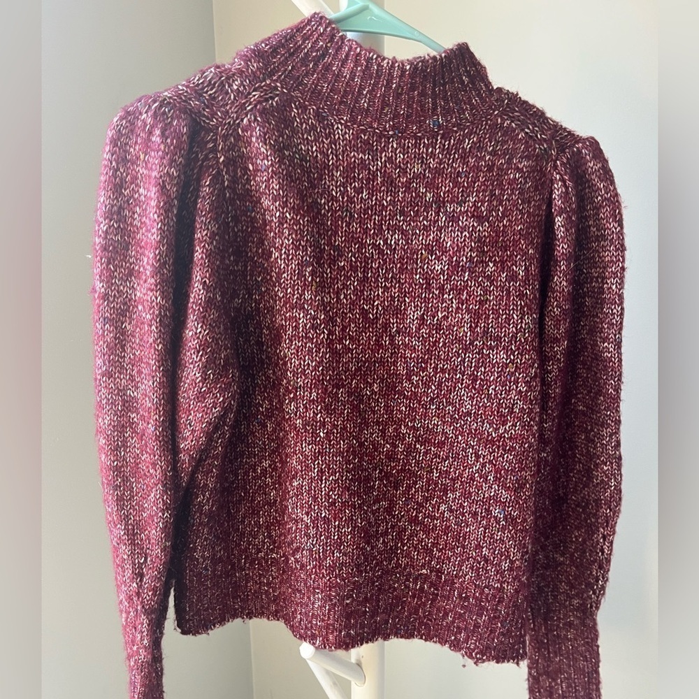 Rebecca Taylor Burgundy Cable Knit Lace Up Sweater Wool Blend Women’s Medium - Picture 4 of 6